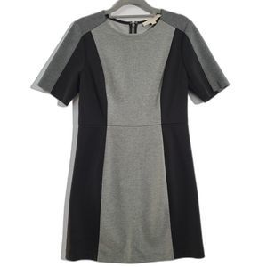 Ann Taylor Loft Petites Gray & Black Color Block Dress Short Sleeves Stretch 2P
